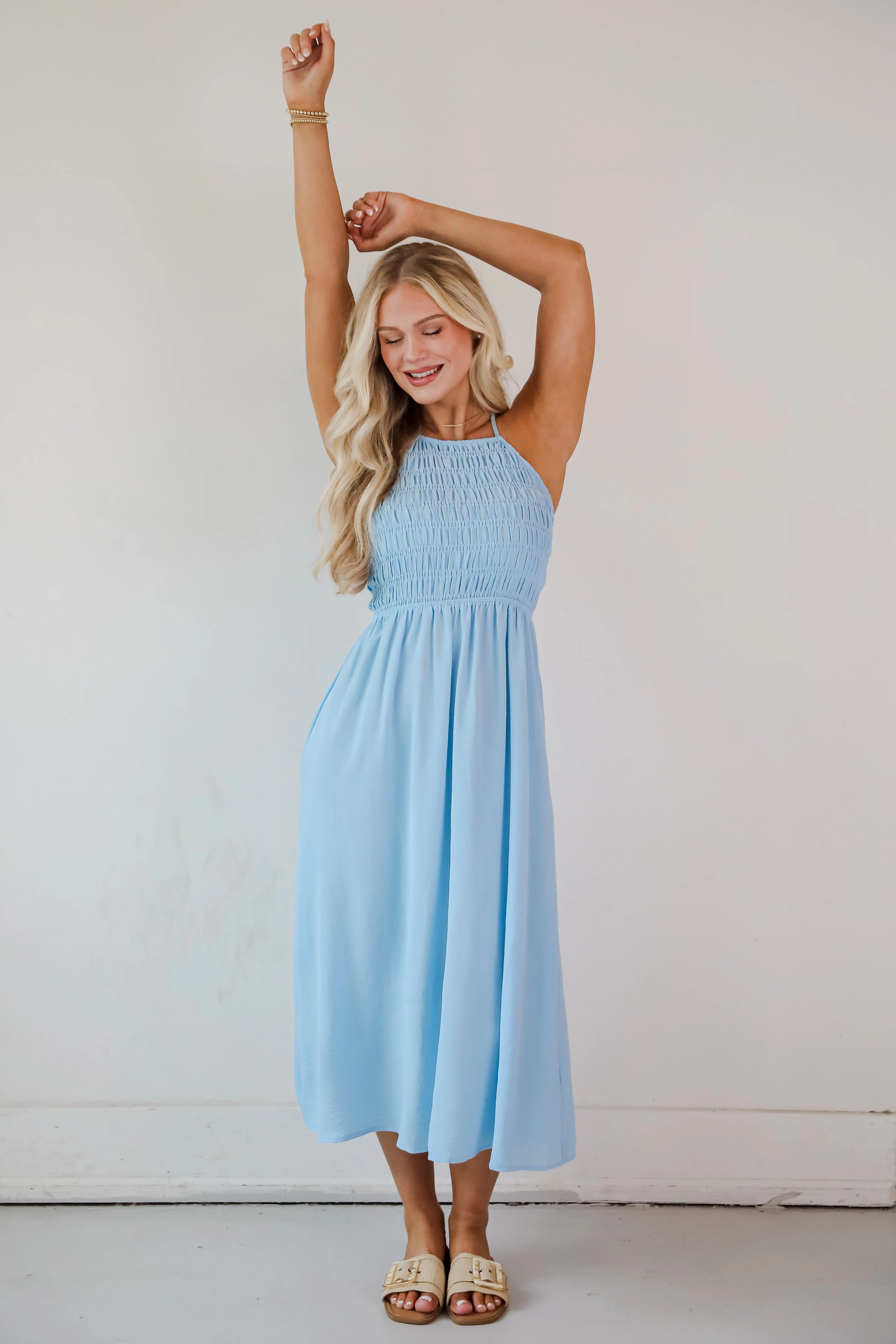 Before You Know It Smocked Midi Dress - DU DEAL