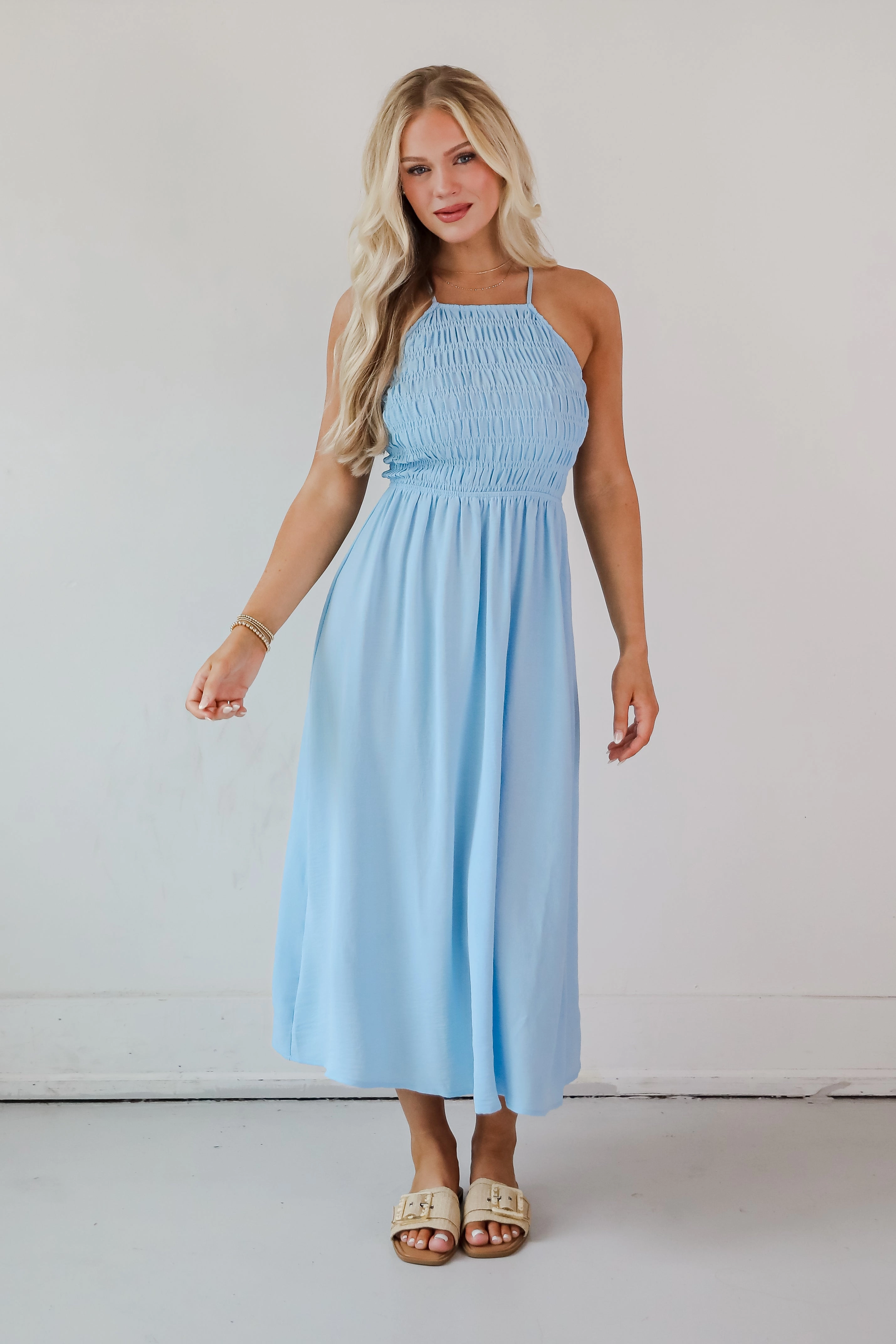 Before You Know It Smocked Midi Dress - DU DEAL
