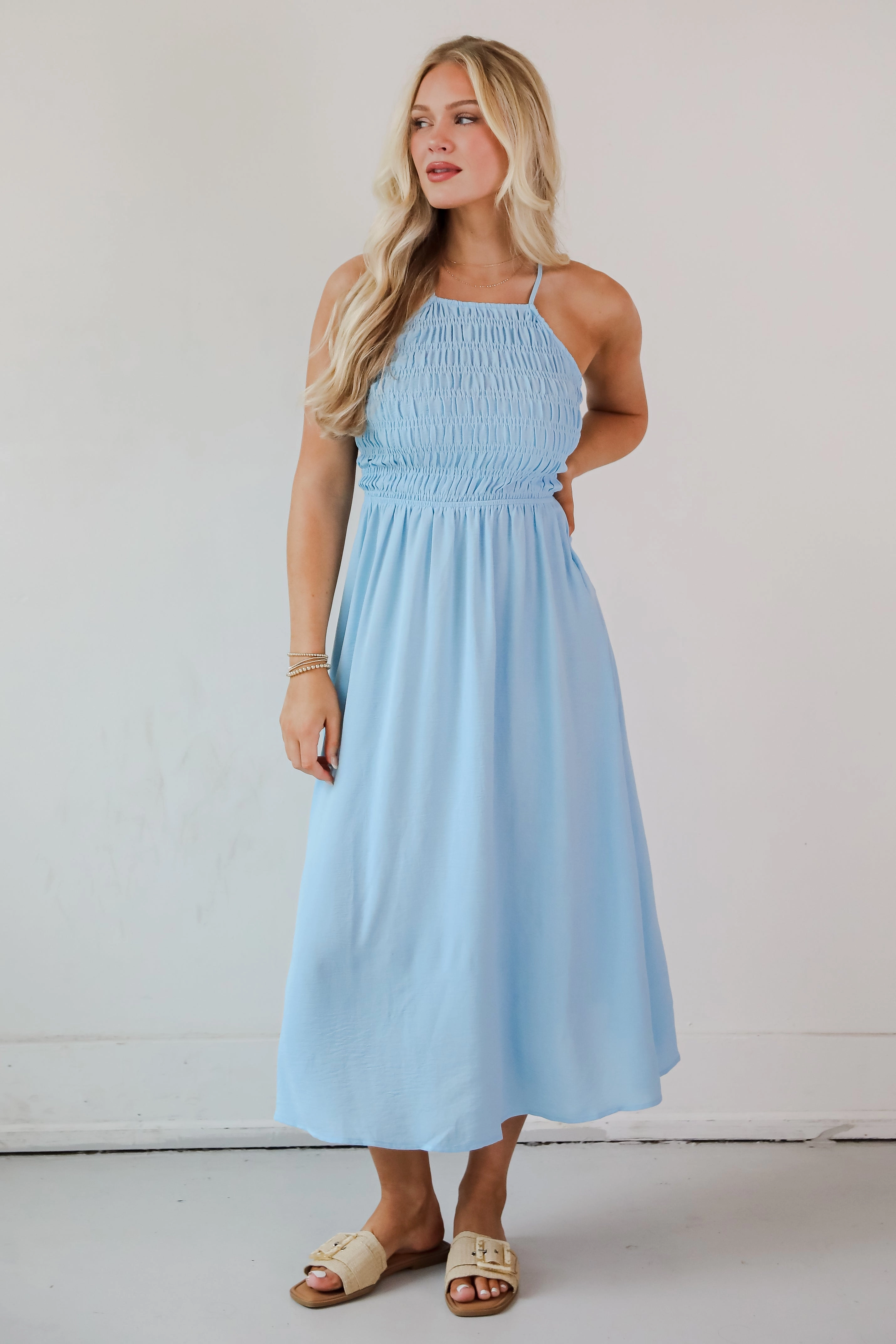 Before You Know It Smocked Midi Dress - DU DEAL