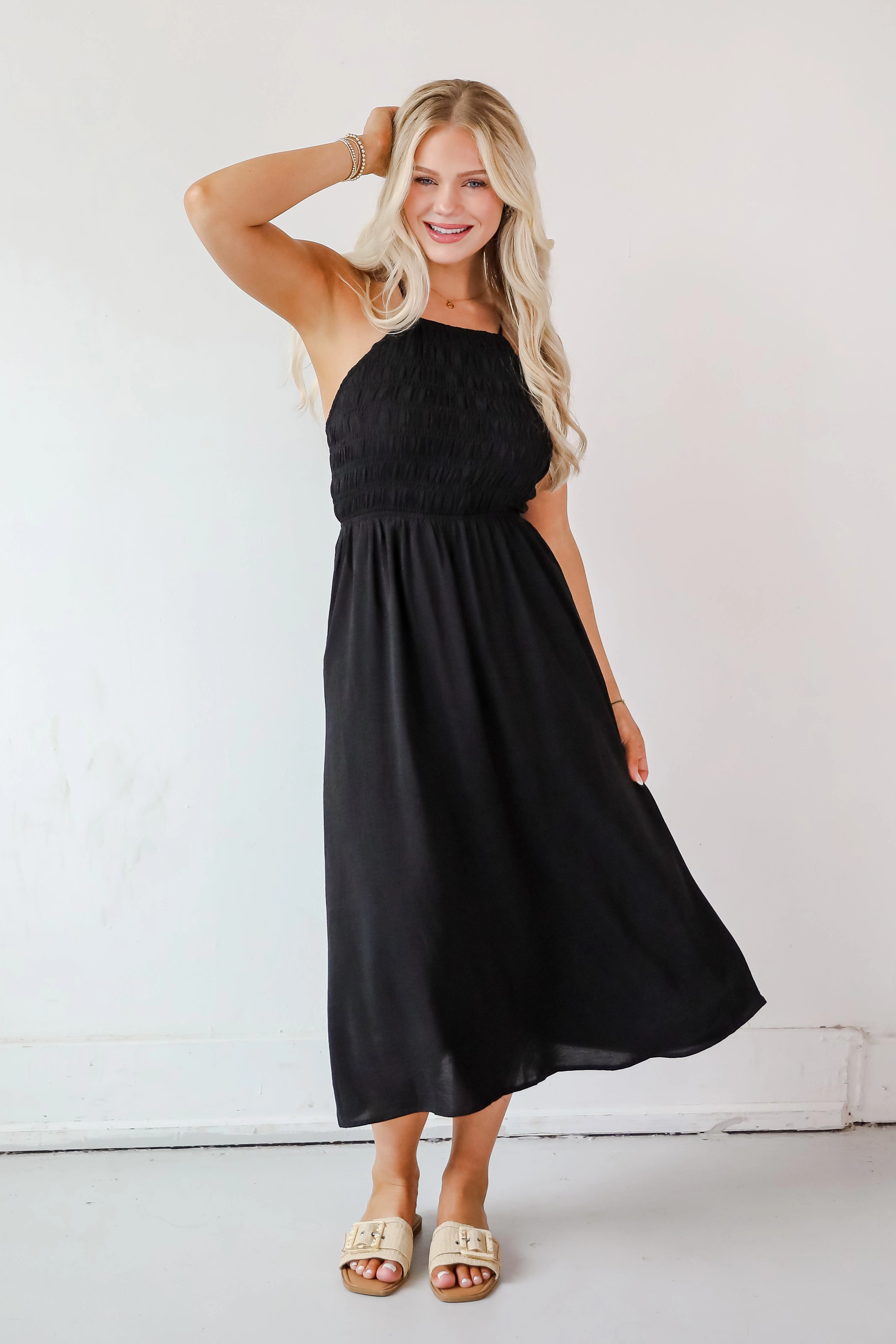 Before You Know It Smocked Midi Dress - DU DEAL