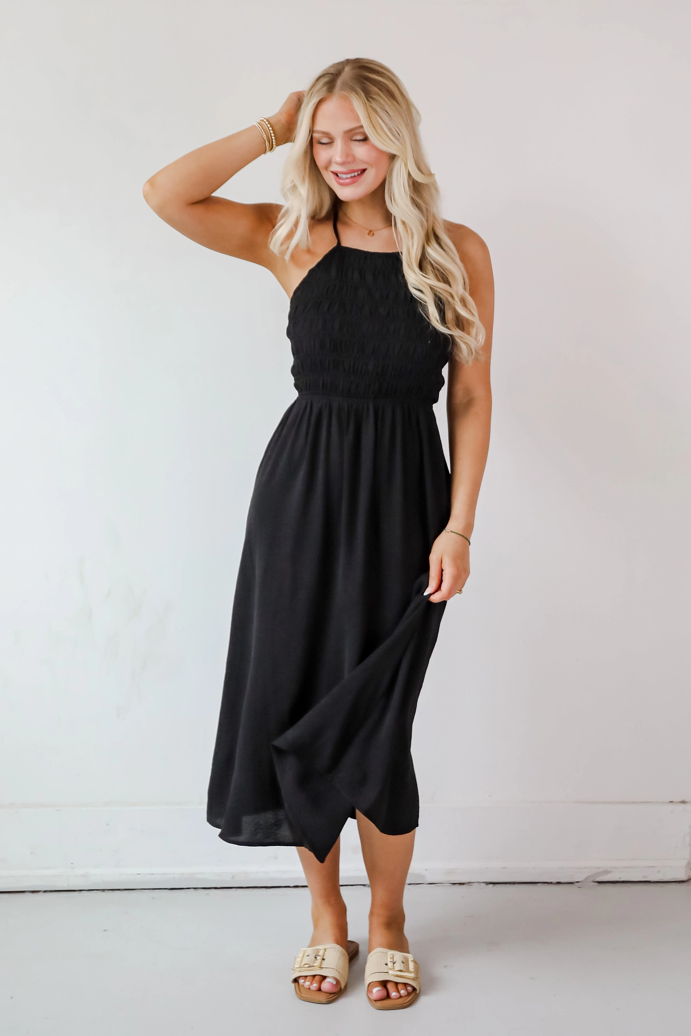 Before You Know It Smocked Midi Dress - DU DEAL