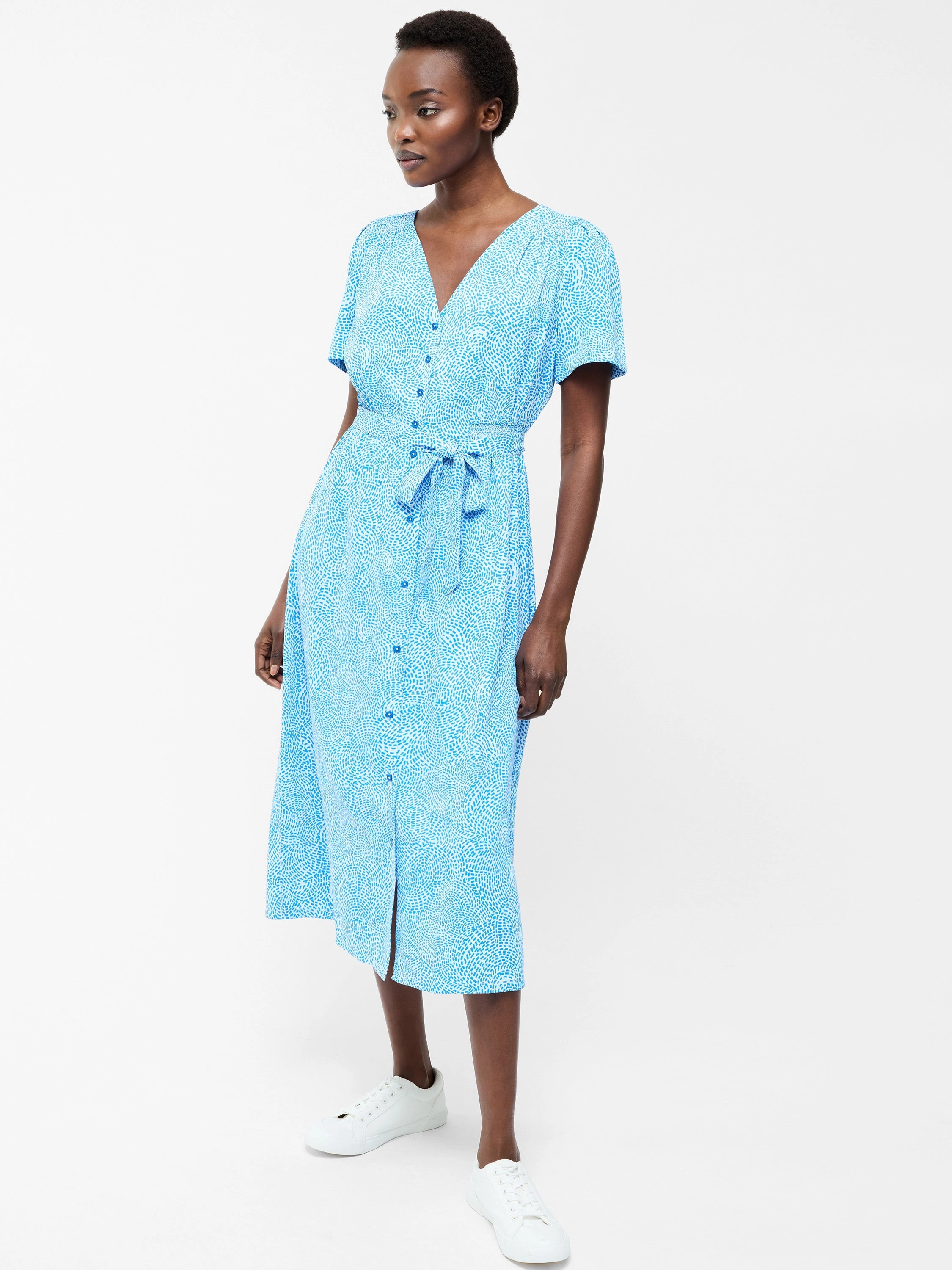 Bernice V Neck Button Through Dress