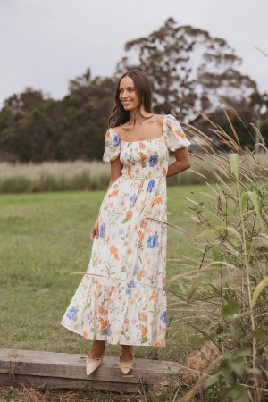Cecelia Puff Sleeve Maxi Dress - Floral