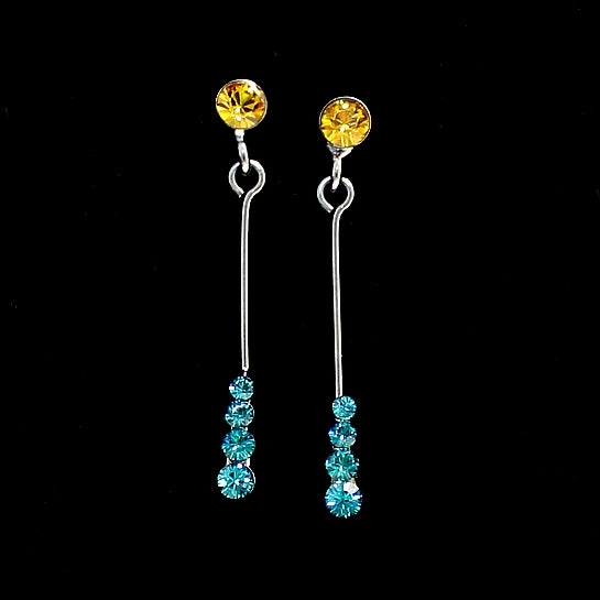 Colorful Crystal Gun Plating Earring Necklace Set