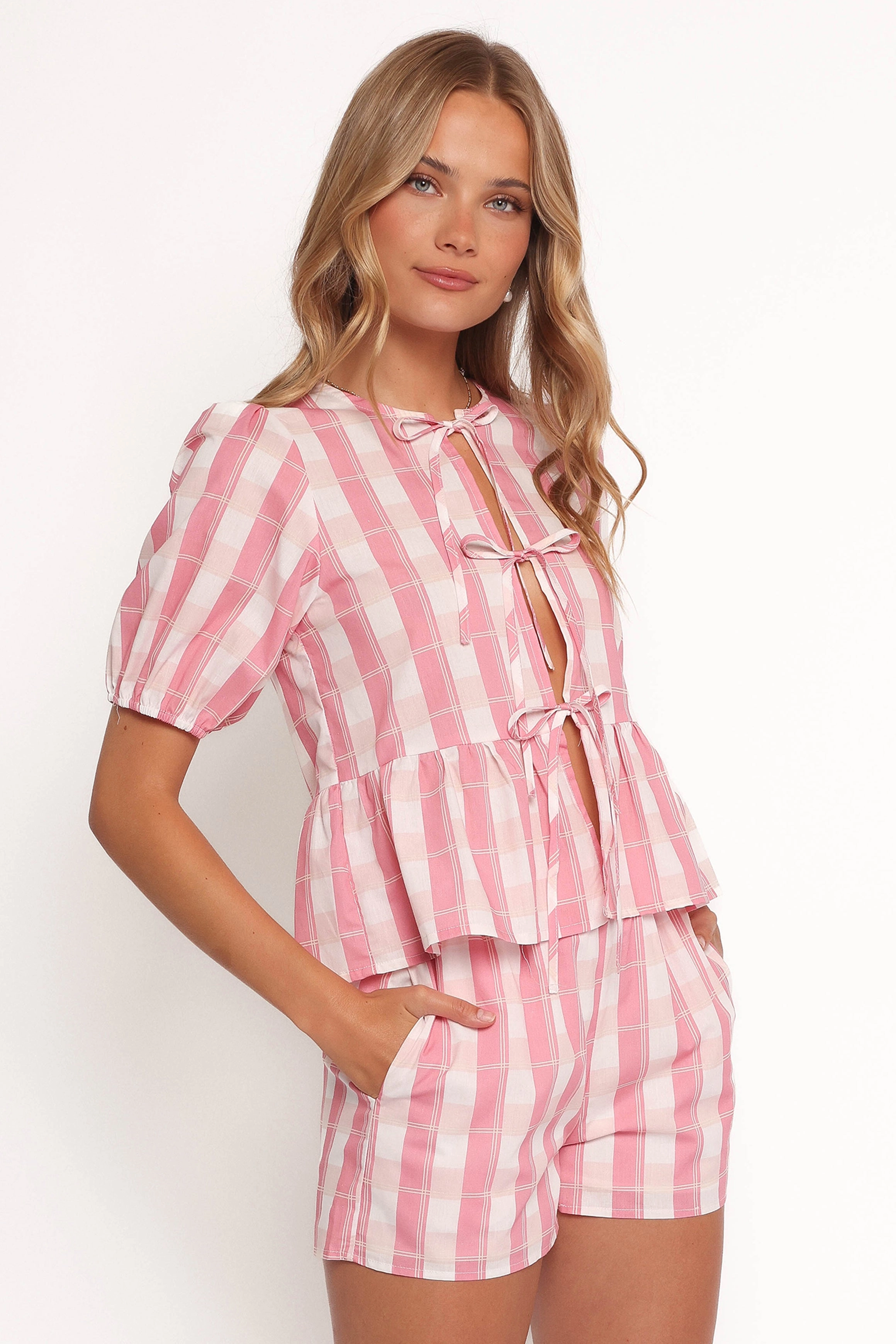 Deborah Short Set - Pink Gingham