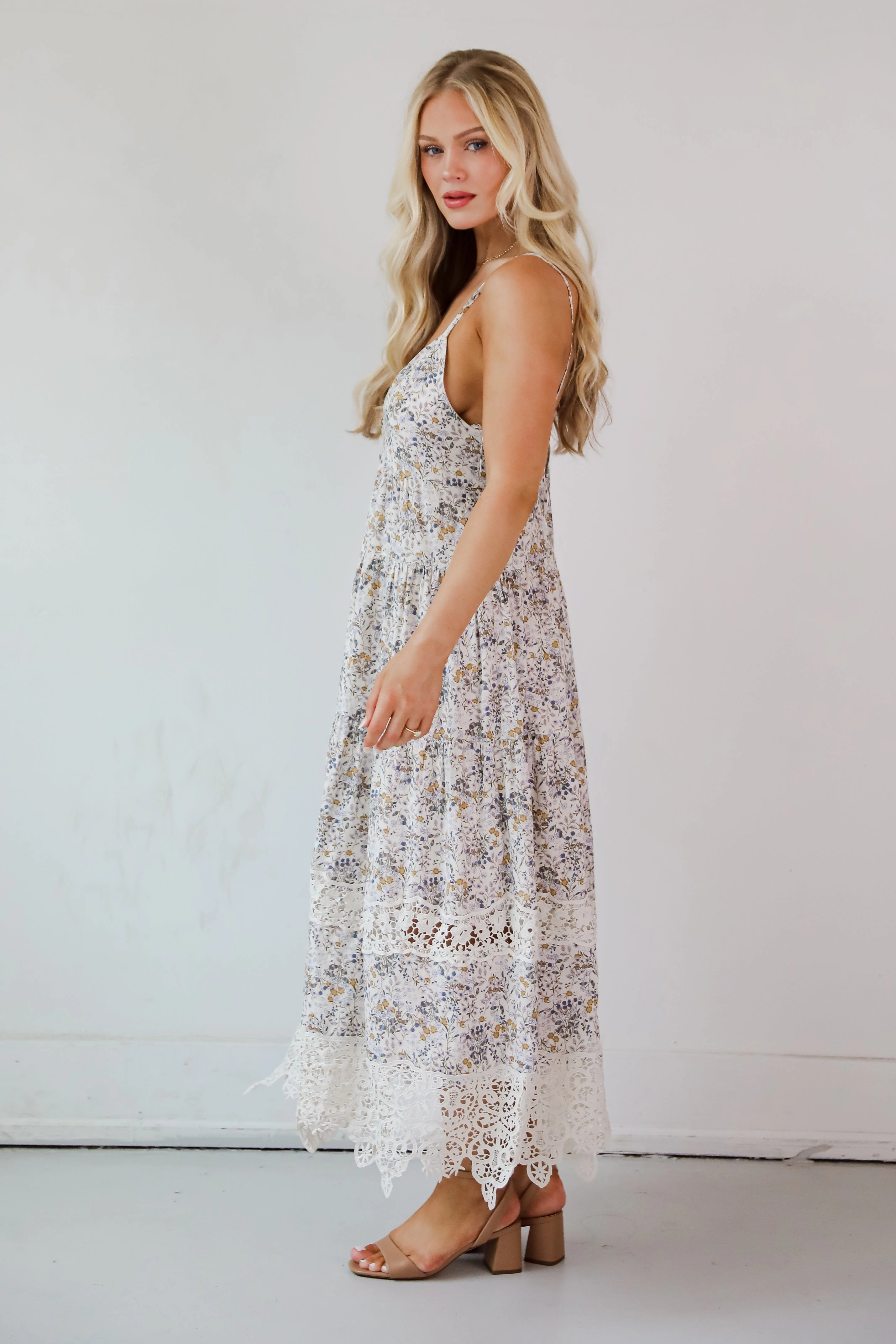 Feel The Sunshine Ivory Floral Maxi Dress