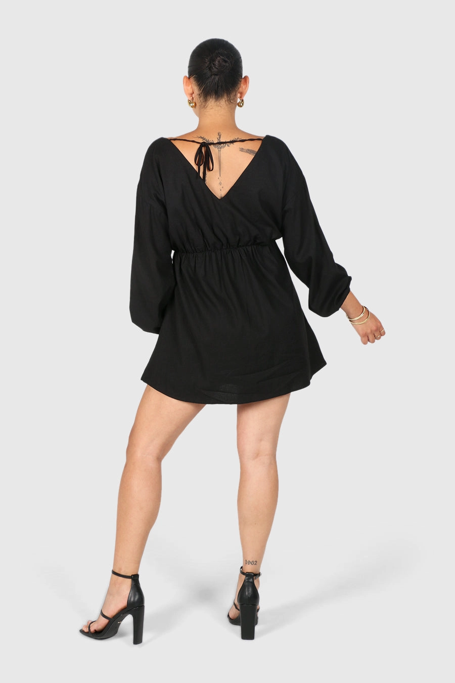 FREYA LINEN DRESS BLACK