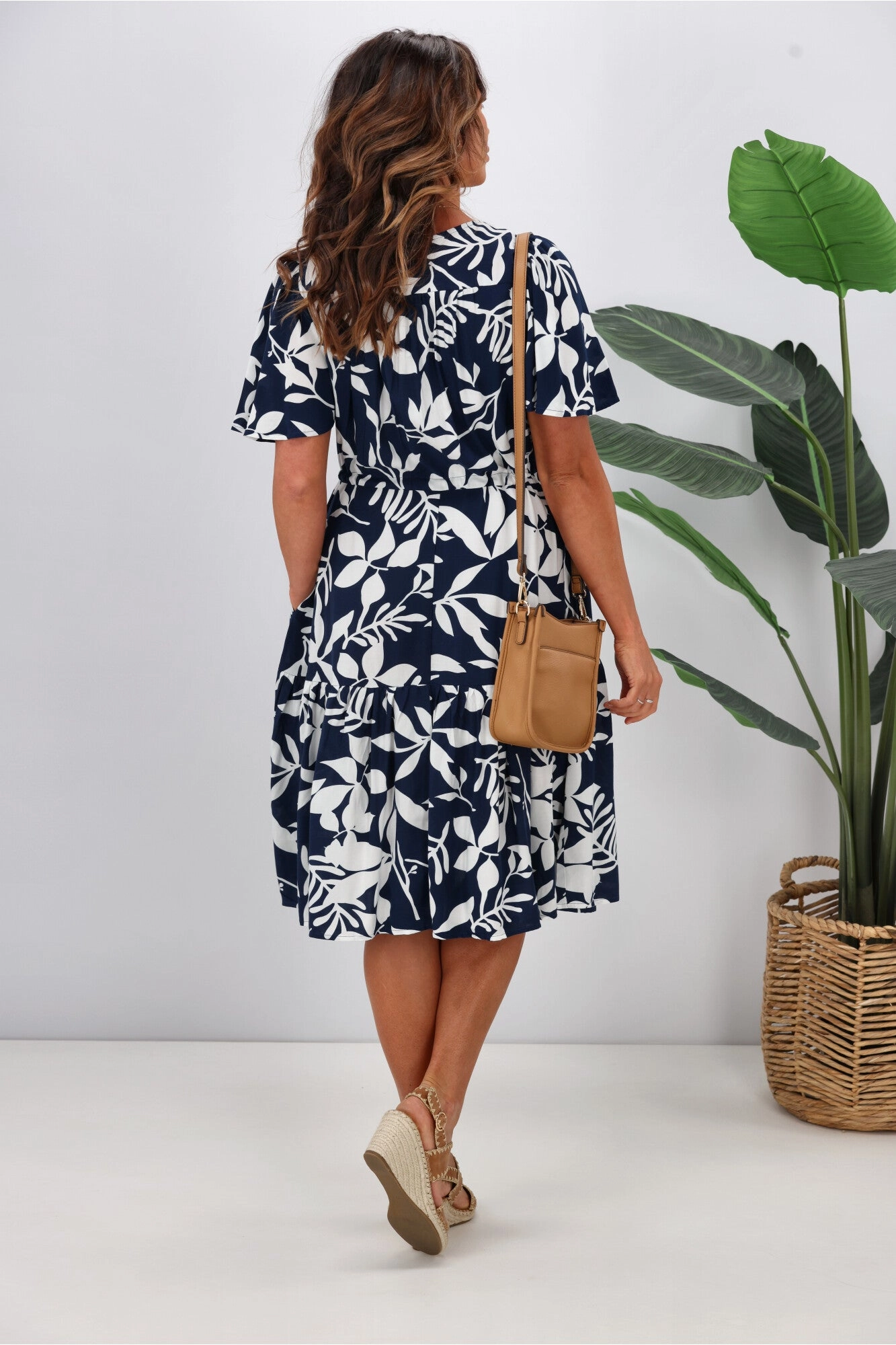Fria Issy Petal Print Mini Dress Navy