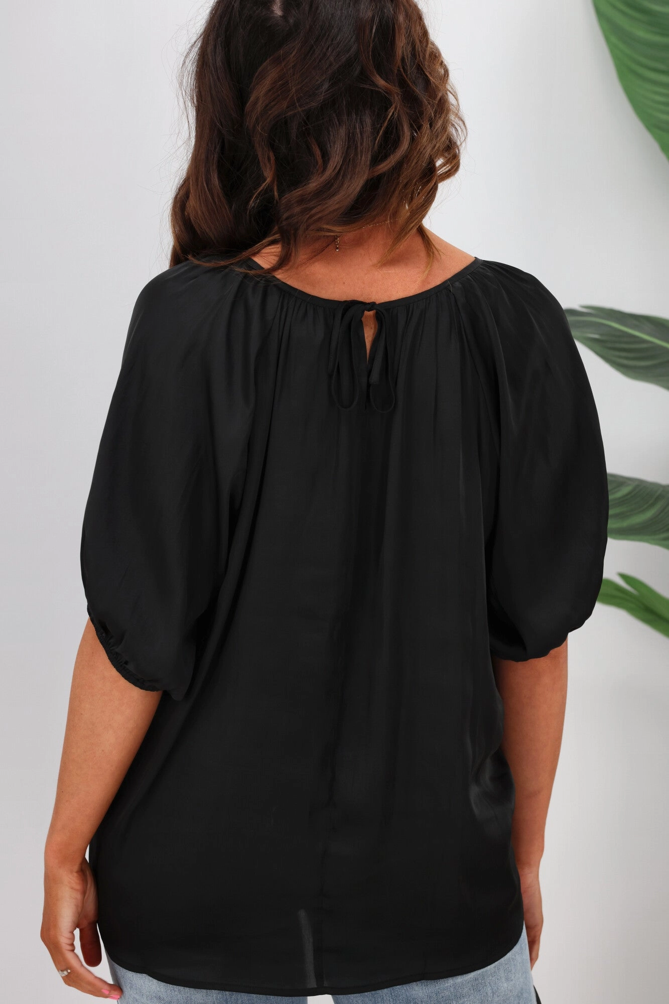 Gloss by Shine On Eve Satin Gathered Top Black