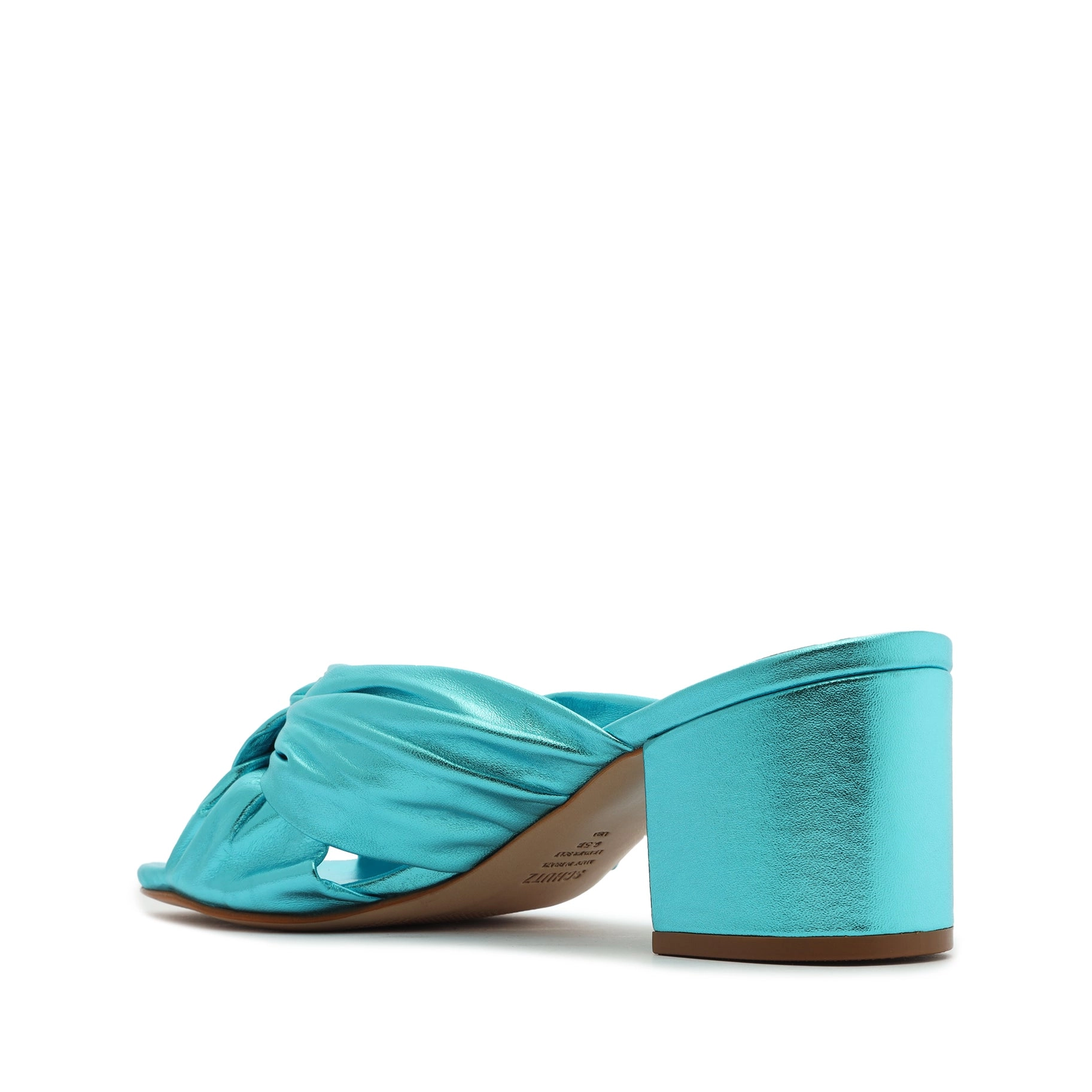 Mindy Mid Block Metallic Leather Sandal