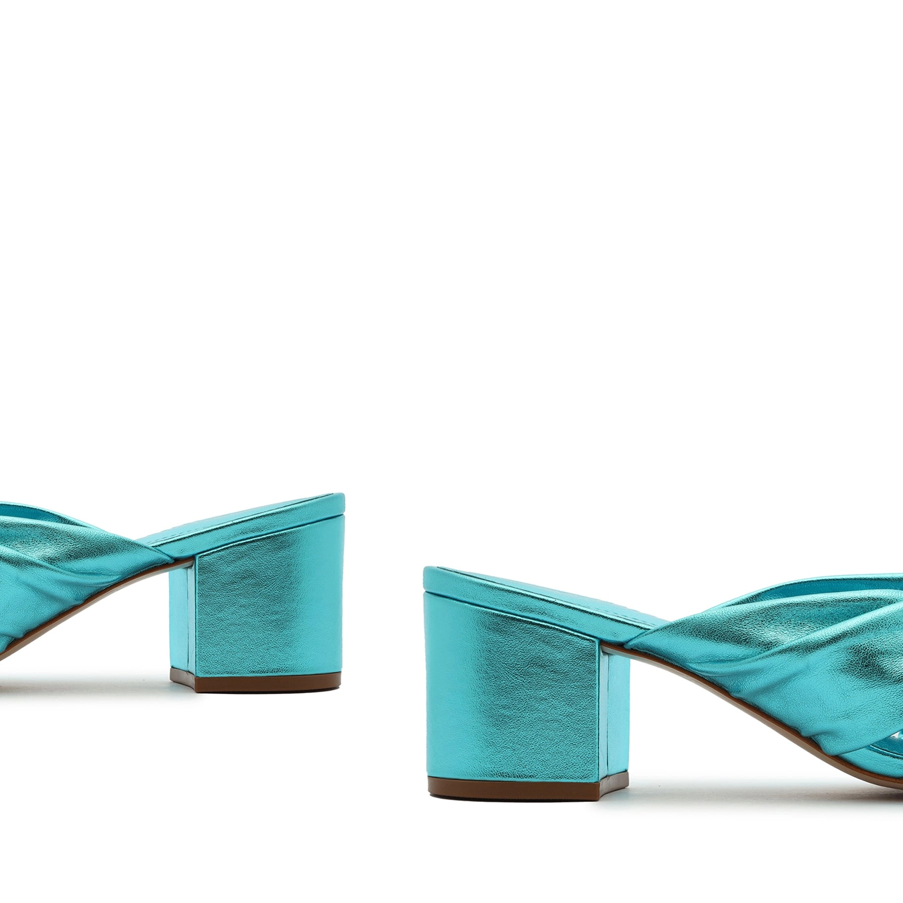 Mindy Mid Block Metallic Leather Sandal