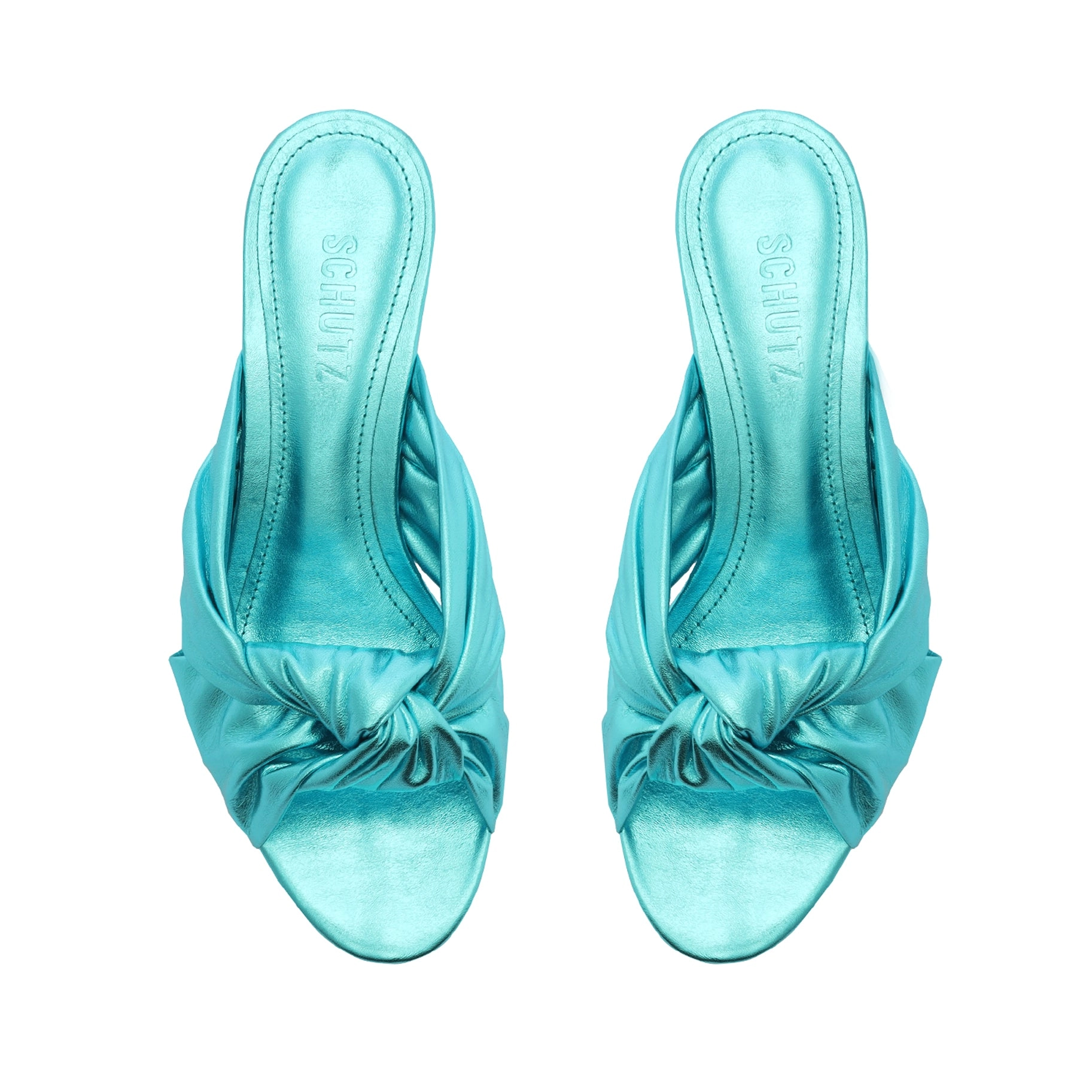 Mindy Mid Block Metallic Leather Sandal