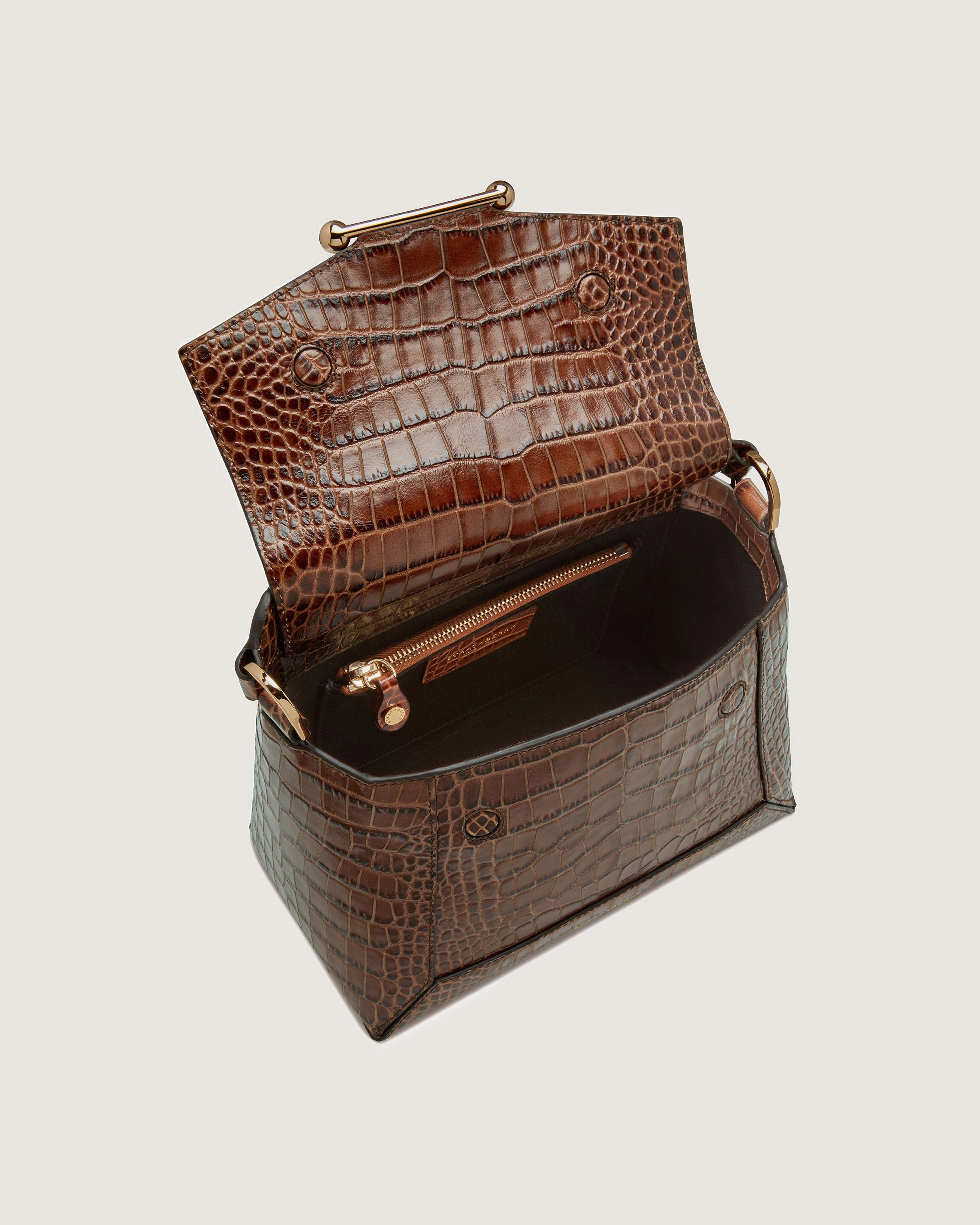 Mosaic Bag - Soft Croc-Embossed Leather Walnut