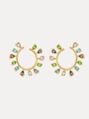Multi-Colored Crystal Hoop Earrings