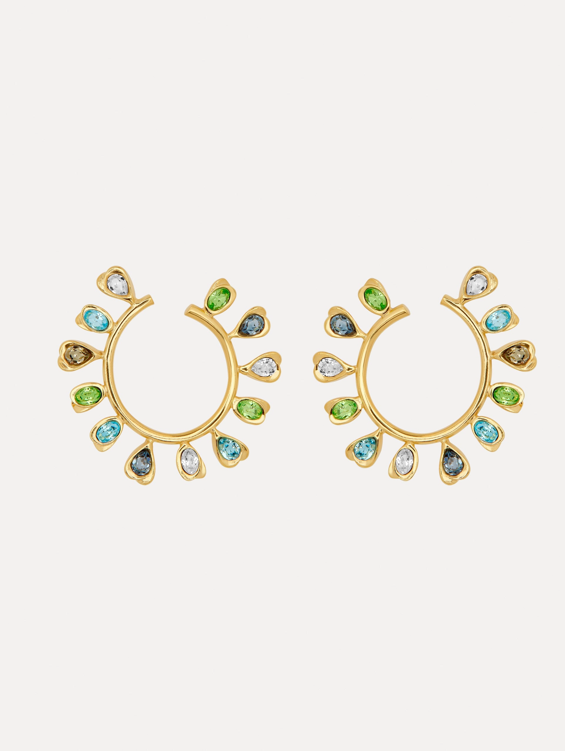 Multi-Colored Crystal Hoop Earrings