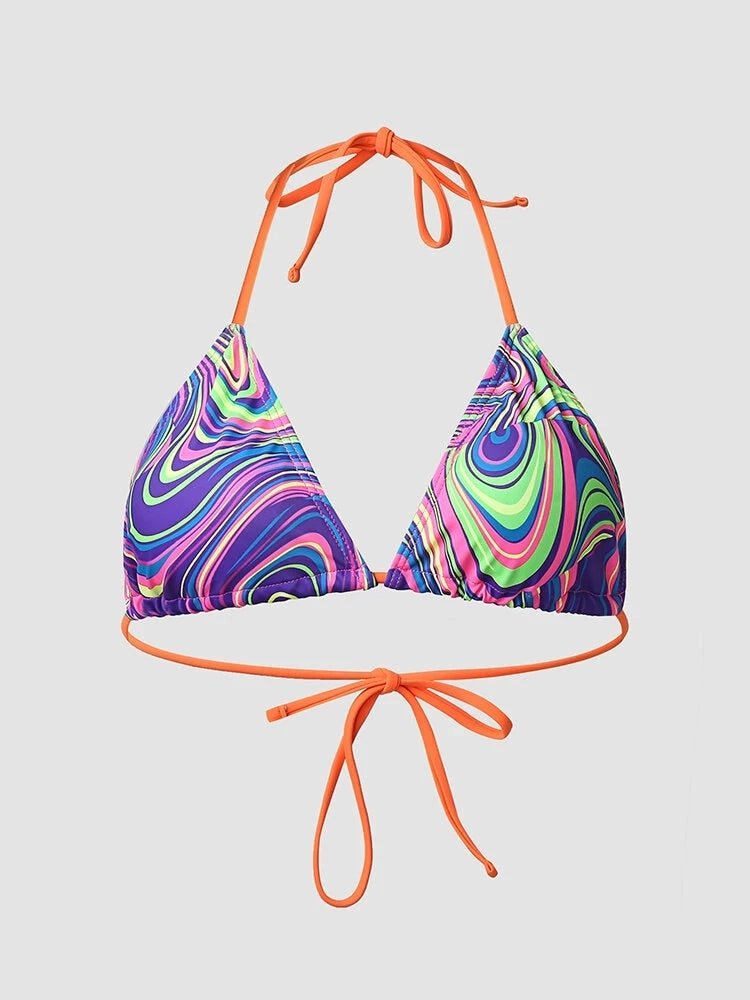 Multicolor Print Backless Bikini Three-Pack