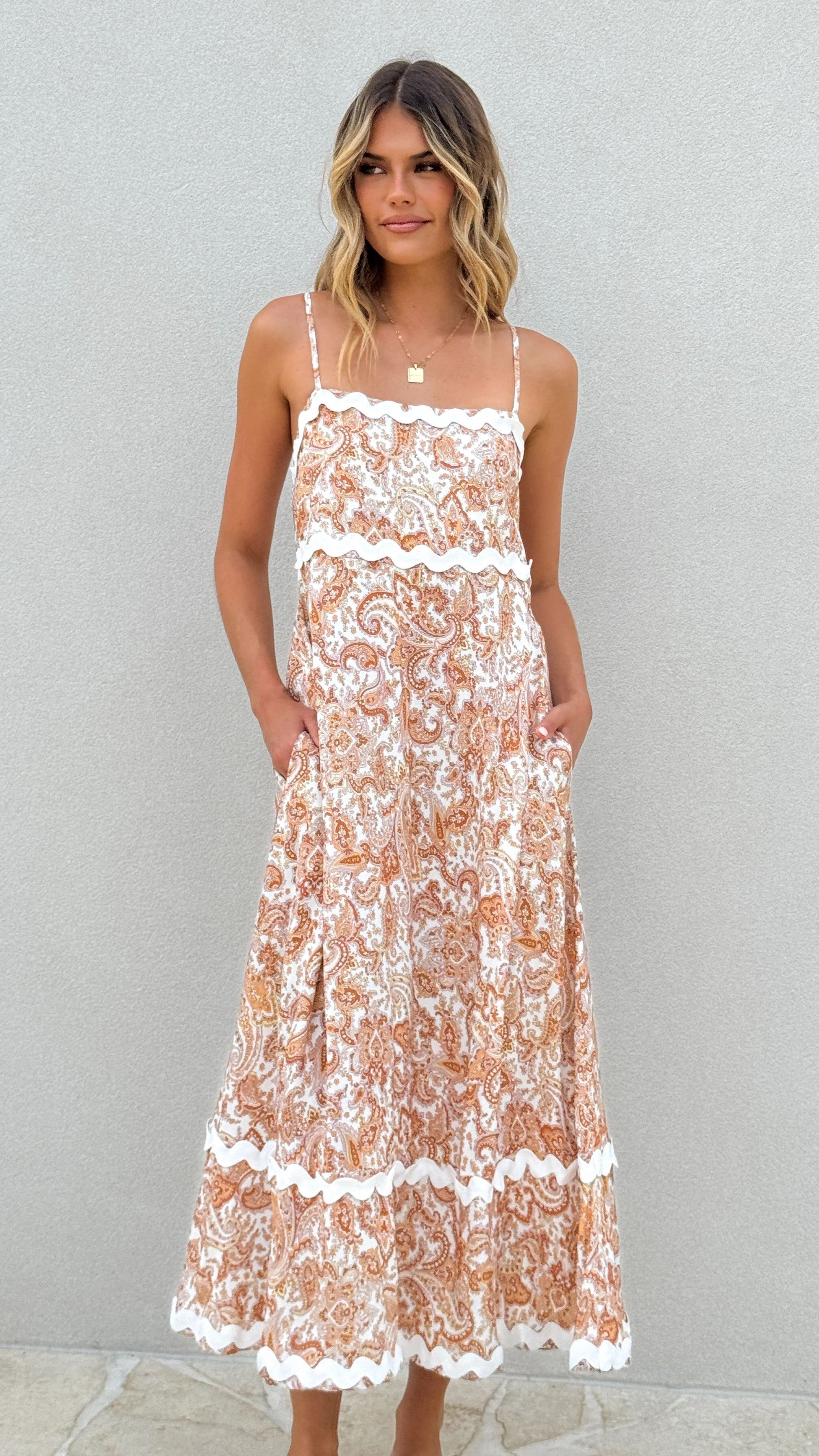 Prague Maxi Dress - Natural Paisley