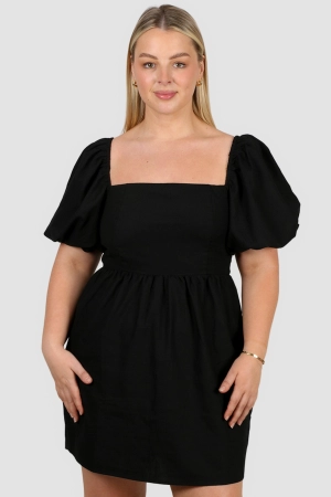 STELLA LINEN DRESS BLACK
