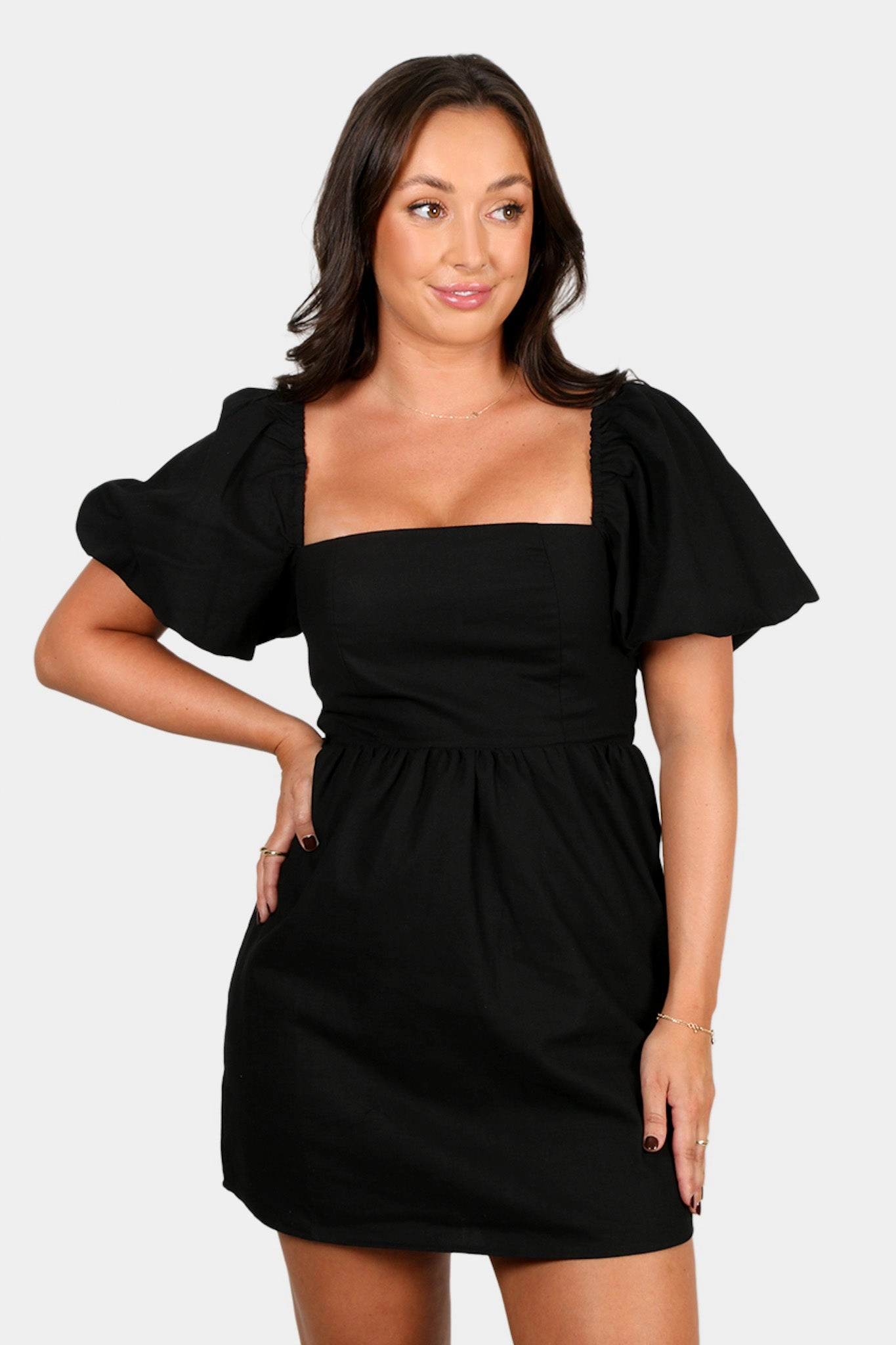 STELLA LINEN DRESS BLACK