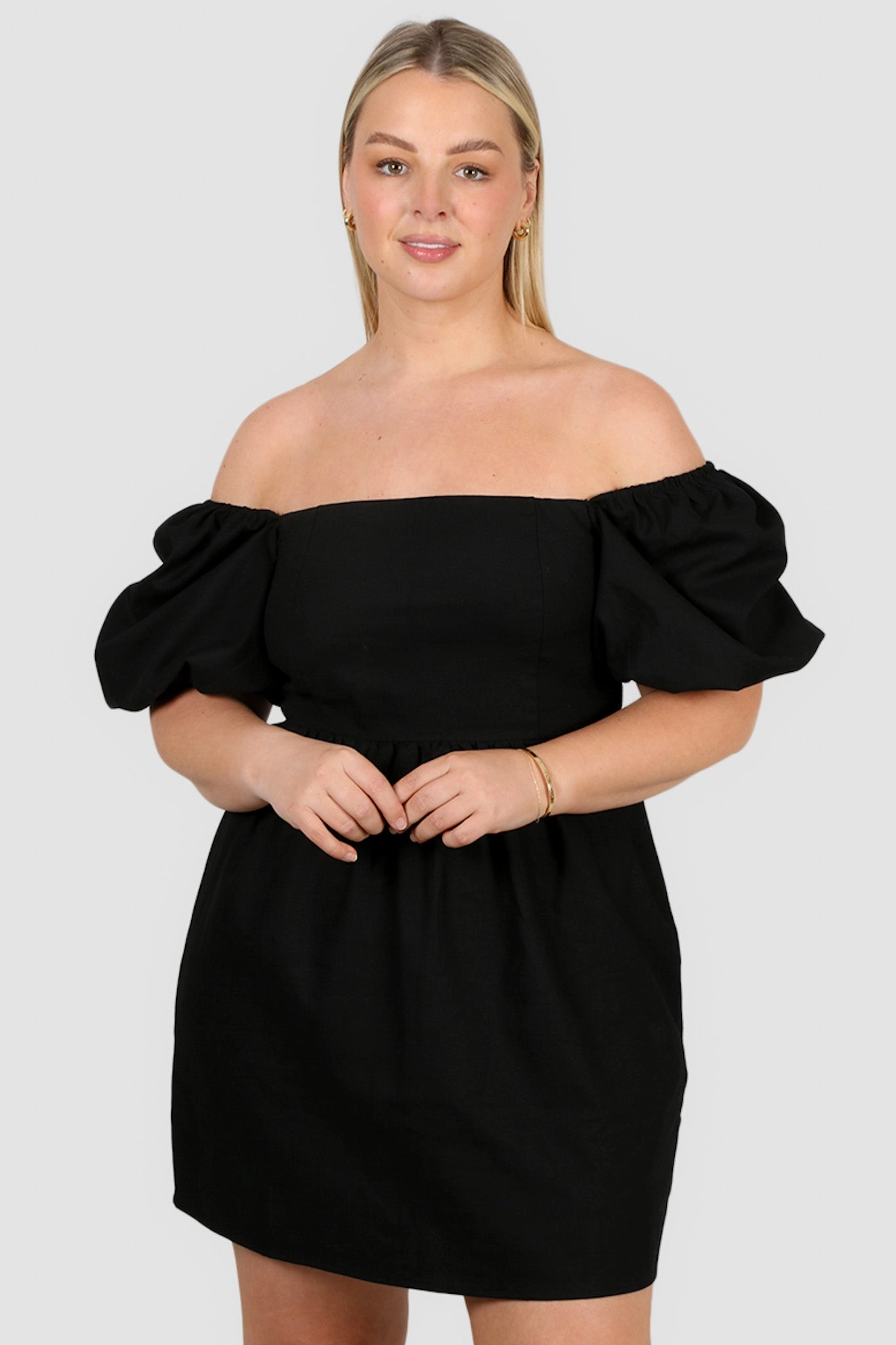 STELLA LINEN DRESS BLACK