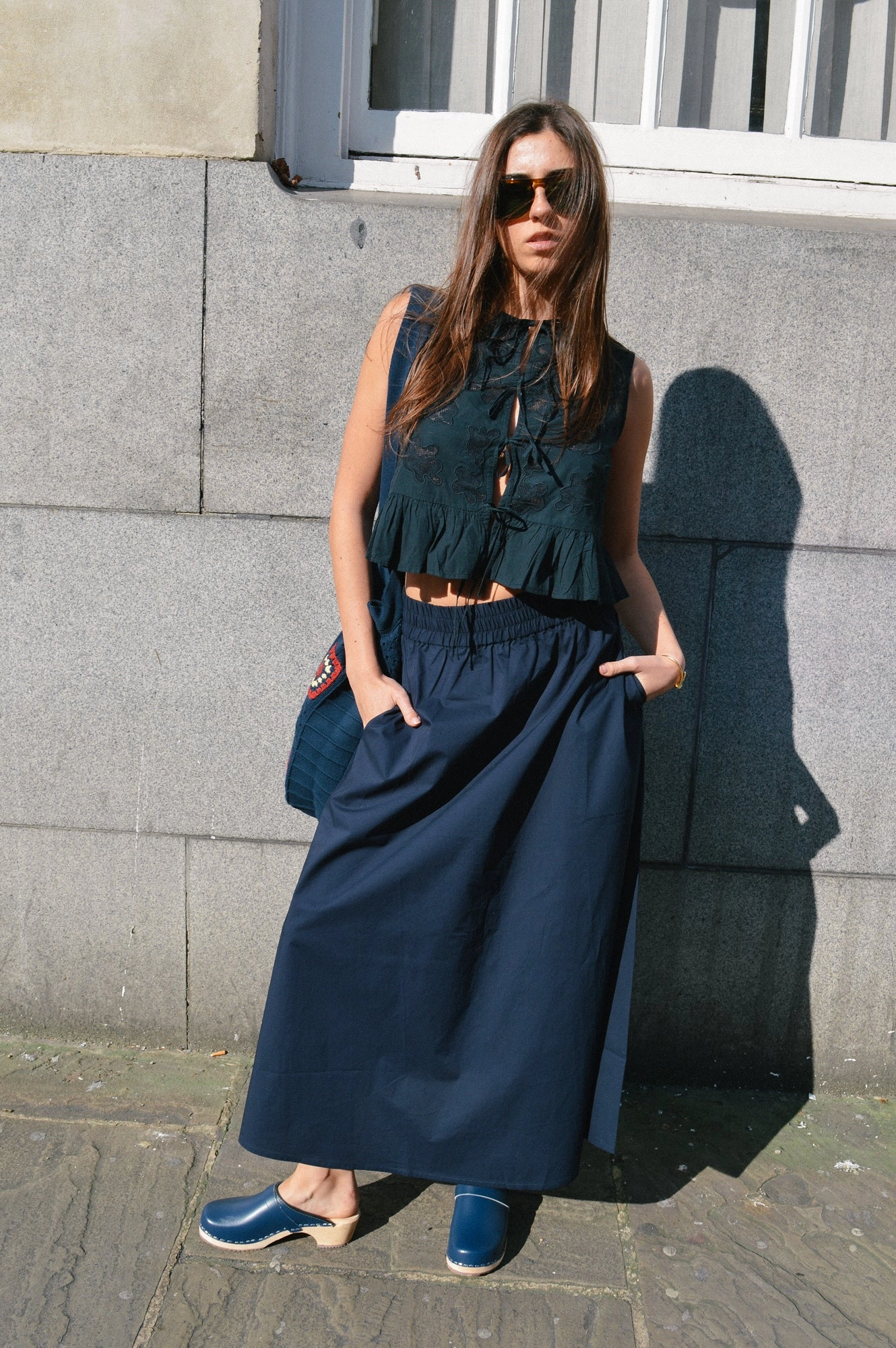 Yerse Conan Navy Midi-Skirt