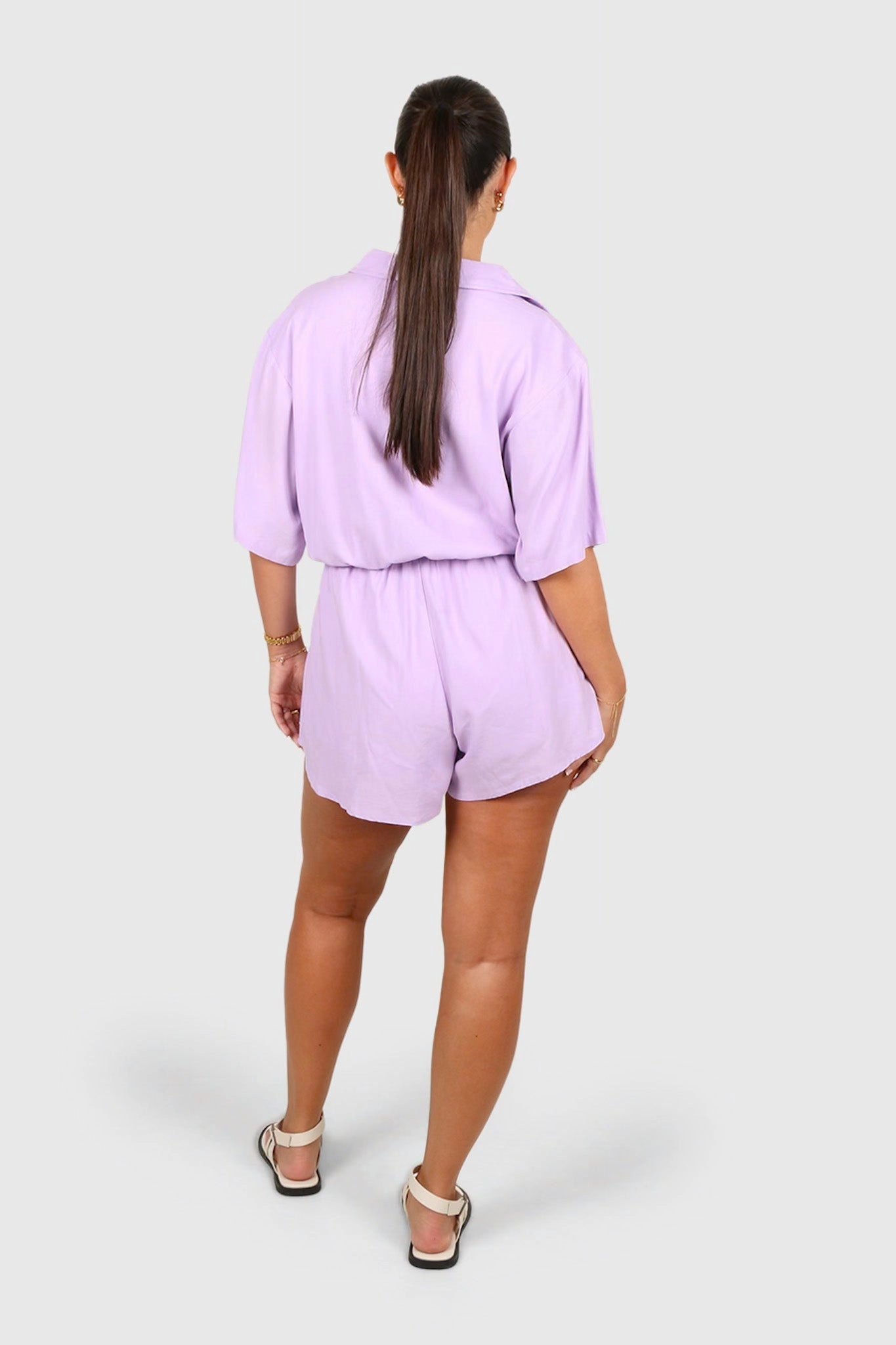 ZEPHYR LINEN PLAYSUIT LILAC