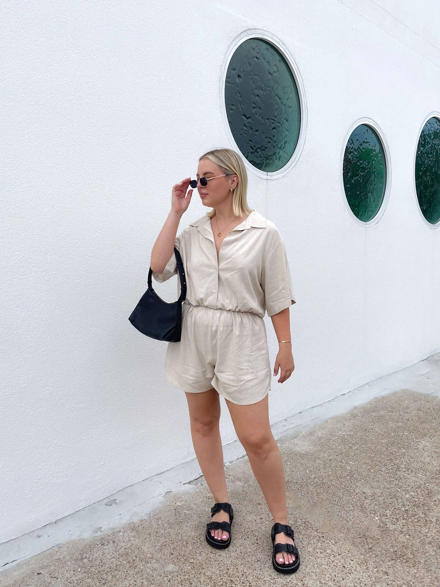 ZEPHYR LINEN PLAYSUIT OAT