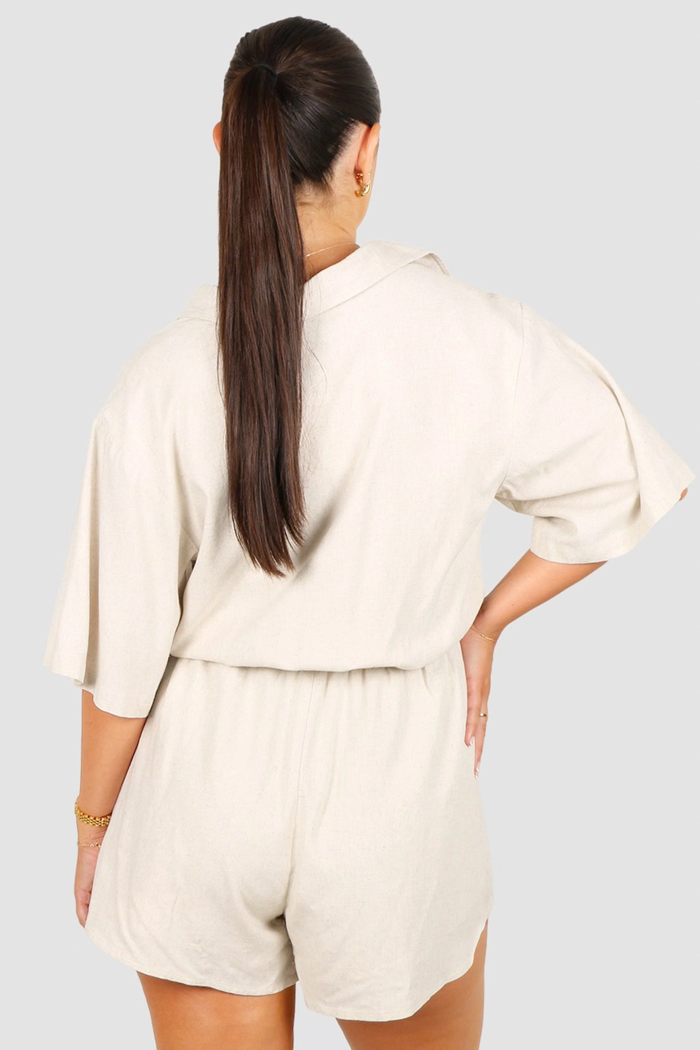 ZEPHYR LINEN PLAYSUIT OAT