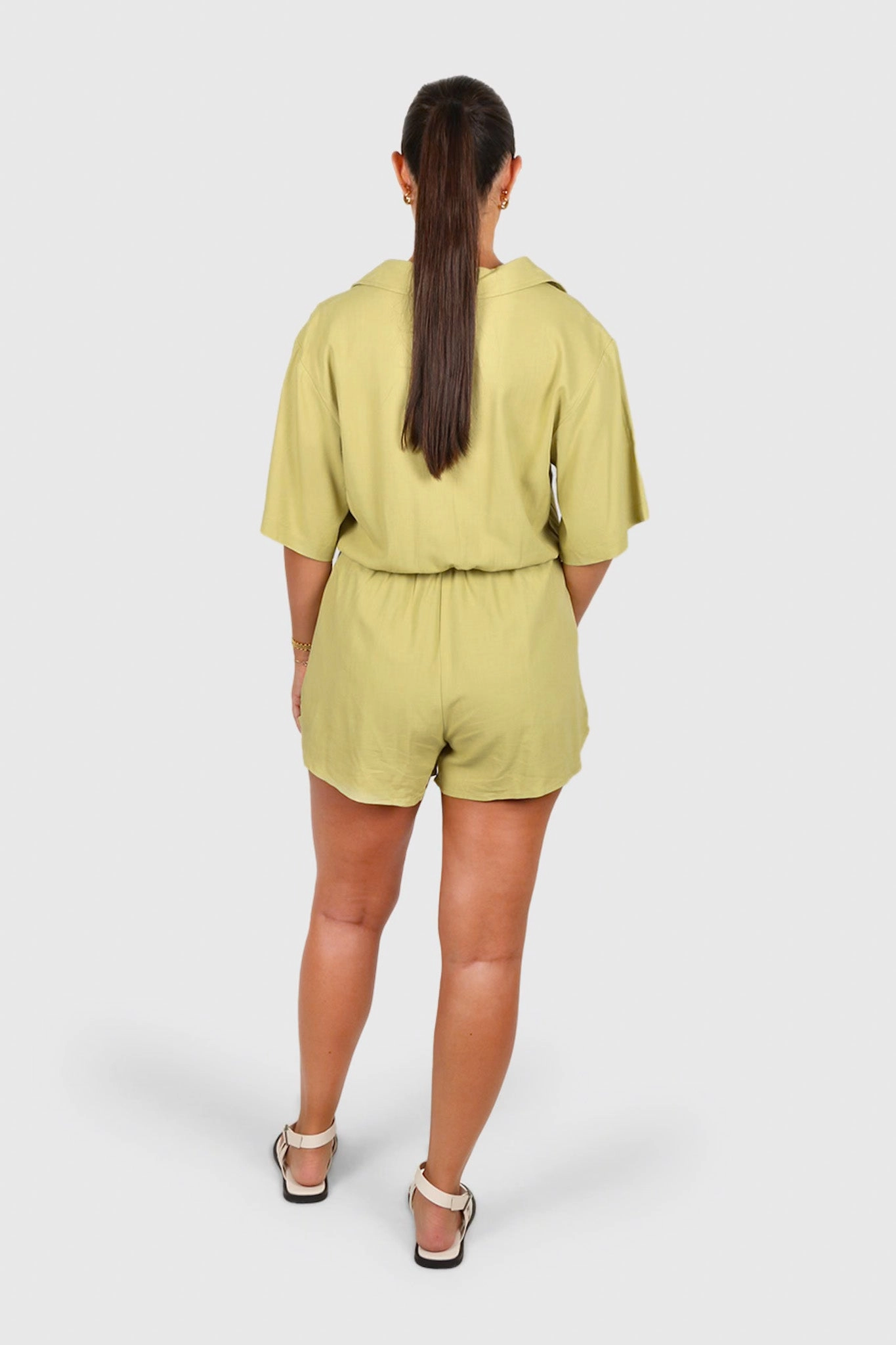 ZEPHYR LINEN PLAYSUIT PISTACHIO