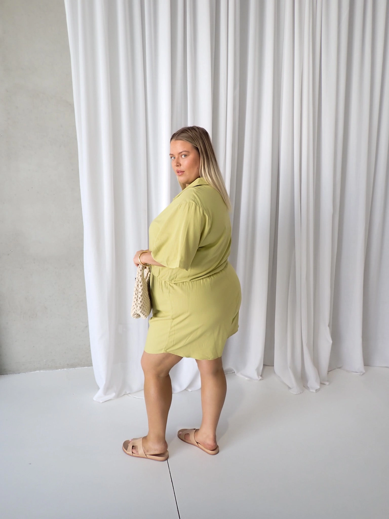 ZEPHYR LINEN PLAYSUIT PISTACHIO