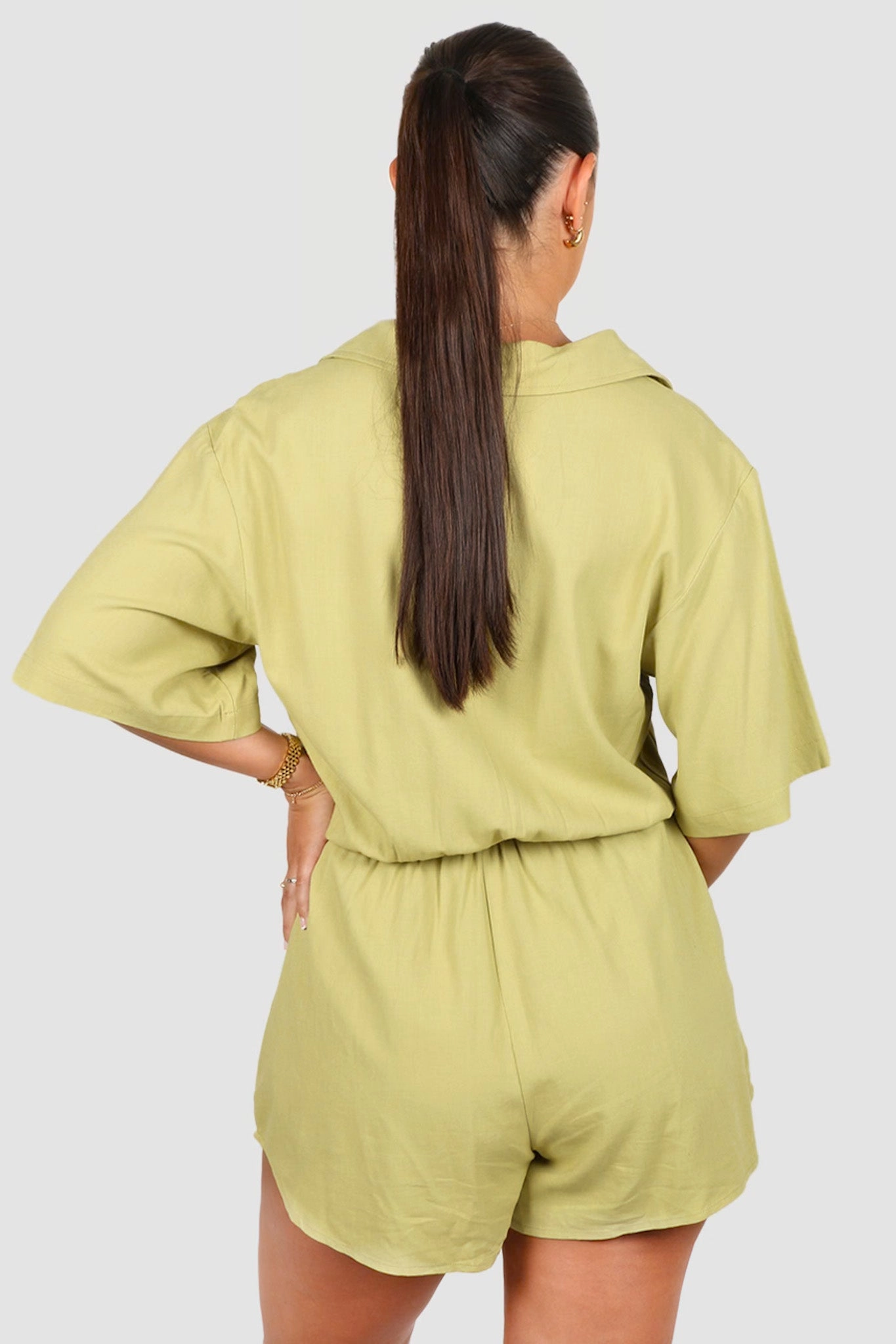 ZEPHYR LINEN PLAYSUIT PISTACHIO