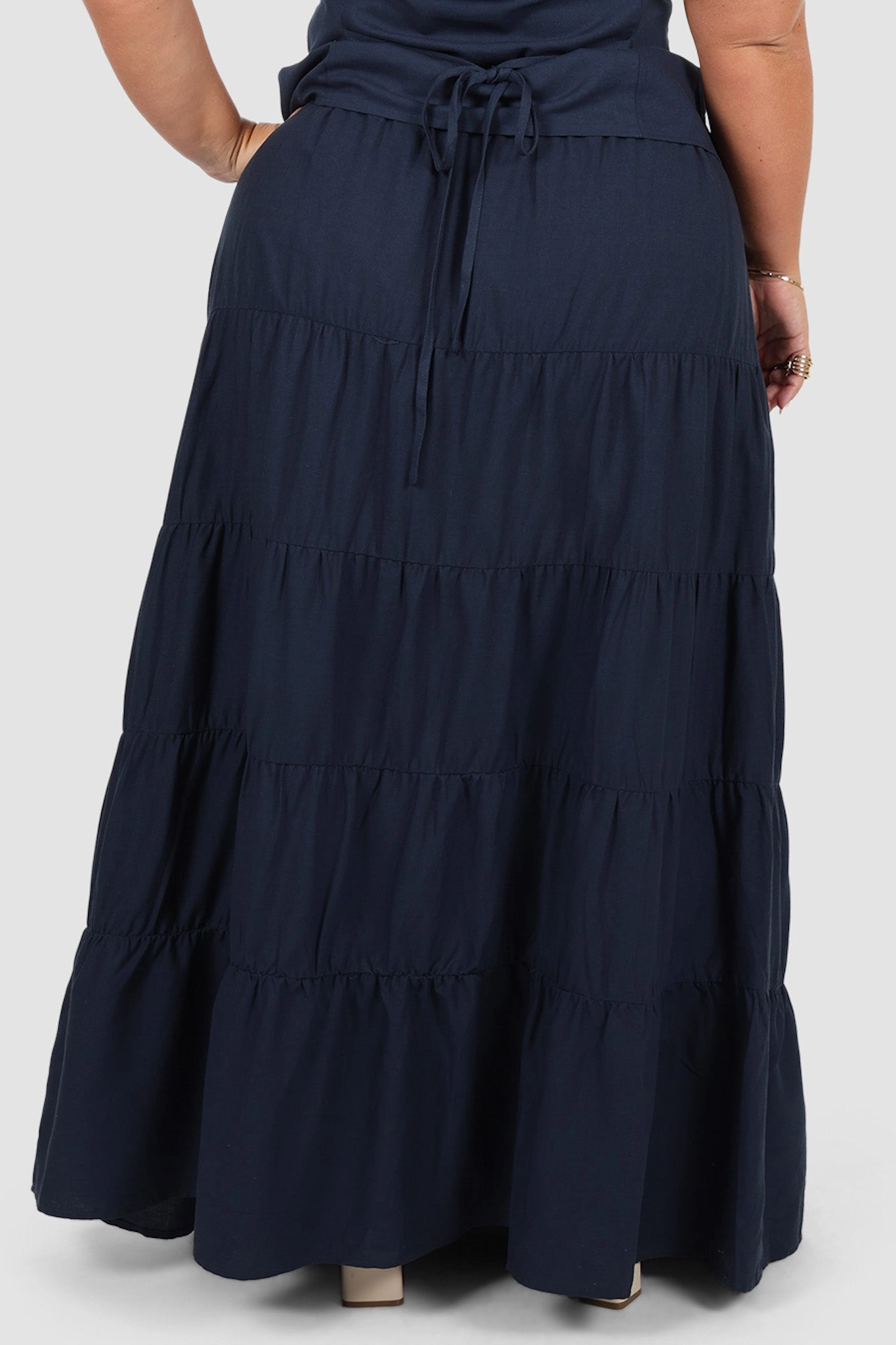 ZYLA TIERED MAXI SKIRT NAVY